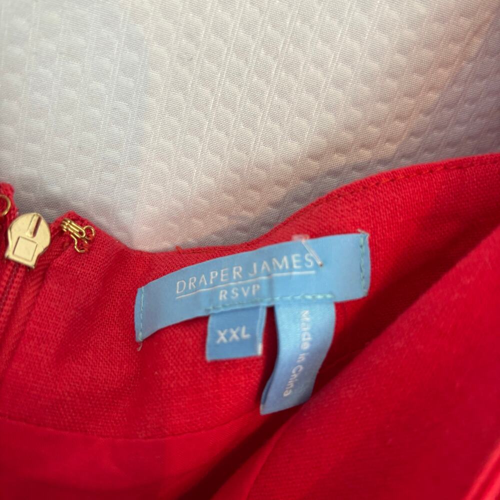 Nwt Draper James Rsvp Linen Blend Red Midi Dress … - image 7
